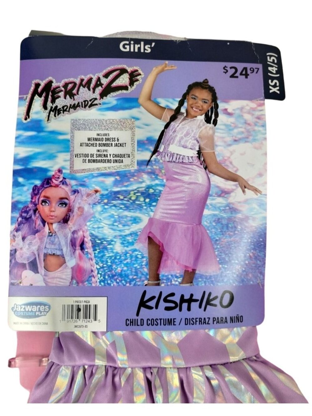 Mermaze Mermaidz Kishiko Costume Girls XS 4/5 Pink Mermaid Dress Jacket New